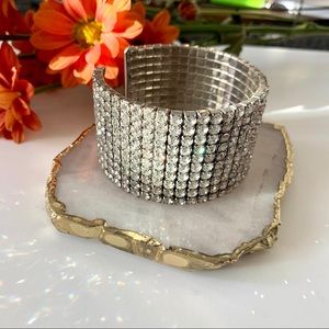 Silver Rhinestone Cuff Bracelet